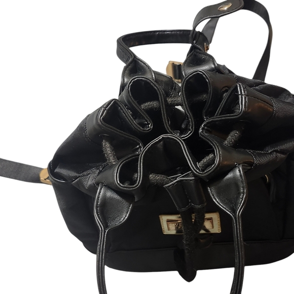 Versace Parfums canvas backpack tote bag black adjustable straps gold hardware - Picture 2 of 9